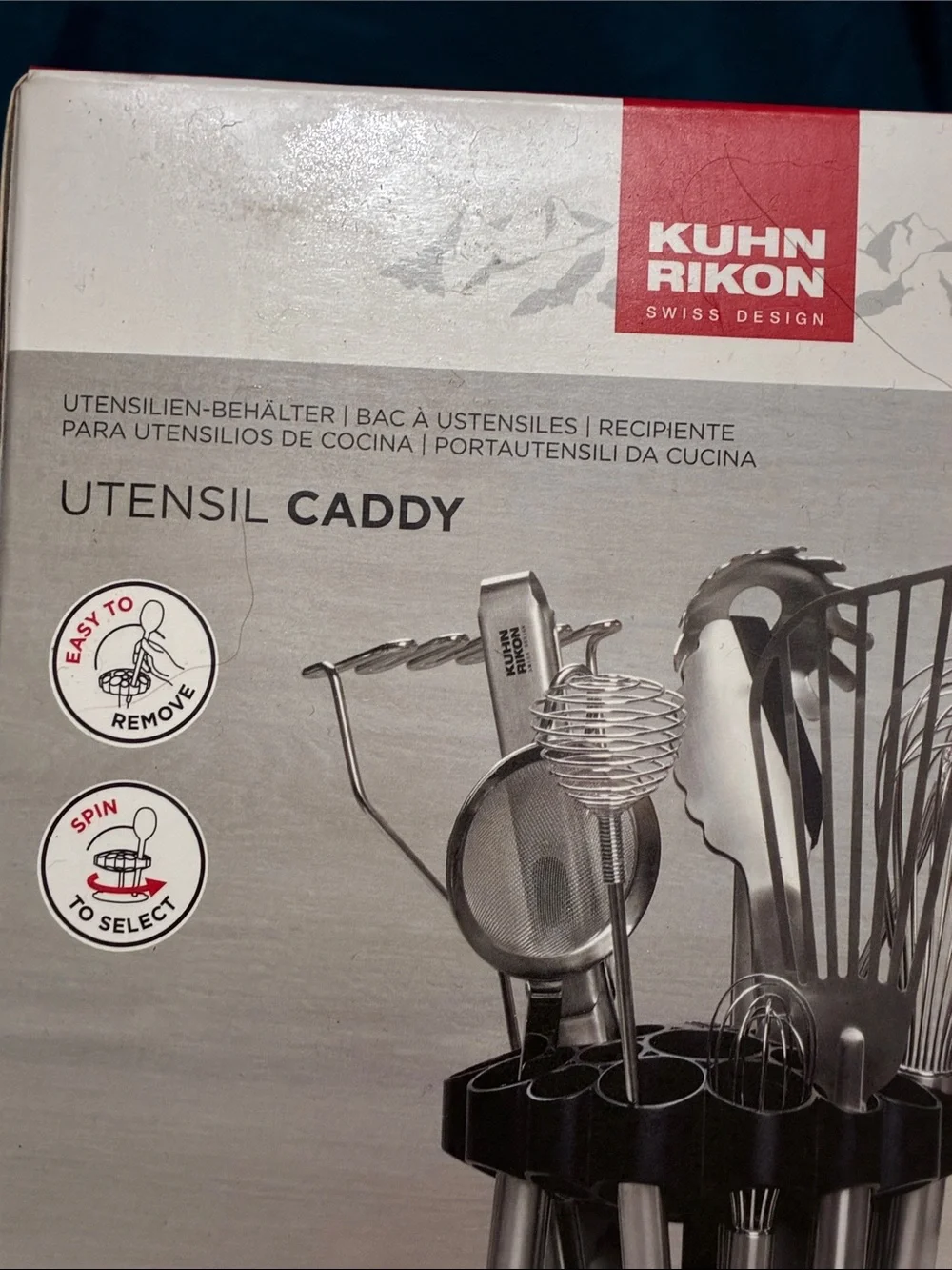 Kuhn Rikon Black Utensil Caddy - Rotating Kitchen Tool Organizer